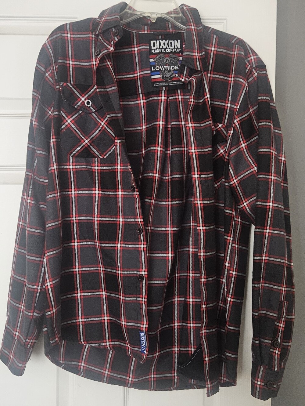 DIXXON Lowrider Black and Red Plaid Button-Down Flannel Shirt